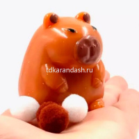 Игрушка-антистресс сквиш "Капибара" 5х5см с помпонами Y11026-24 от магазина "Карандаш"