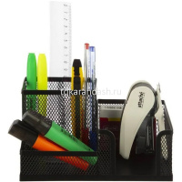 Подставка д/канц.принадлежностей 20х10х10см 3 отделения сетчатая металлическая, черная VS195411 от магазина "Карандаш"