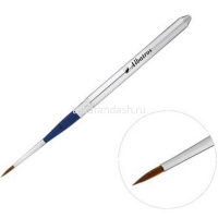 Кисть синтетика круглая №2 имитация колонка, короткая ручка, в футляре 4680043633975 от магазина "Карандаш"