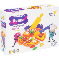 Набор д/лепки из теста 6 цветов 30гр. "Пицца" (блистер для лепки, нож для пиццы, скалка) TA2041 от магазина "Карандаш"