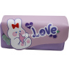 Пенал "Love rabbits" 20х10х6см прямоугольный, 2 отделения, 1 карман, текстиль, на липучке, 3 цвета