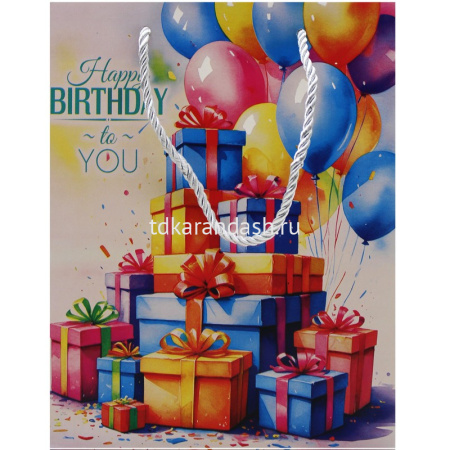Пакет подарочный "С Днем Рождения" 32х26х10см 4 вида Y10558-24 от магазина "Карандаш"