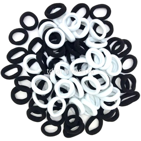 Резинка для волос 2,5см 50 шт. черно-белые в зип-пакете 16х11см 11890-24 от магазина "Карандаш"