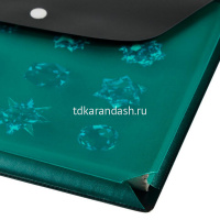 Папка-конверт на кнопке А5 пвх, с расширением 2,5см, черная/зеленая 2915/107/139 от магазина "Карандаш"