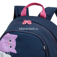 Рюкзак 38х28х18см, 500гр, 2 отделения, 2 кармана, синий, с брелком "Котята" RG-463-6/1 от магазина "Карандаш"