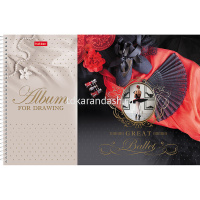 Альбом для рисования А4 32л "Great Ballet" на спирали, матовая ламинация 3D фольга 3D лак 5 дизайнов от магазина "Карандаш"