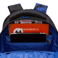 Картинка Рюкзак 32х42х22см, 1100гр, 2 отделения, 4 кармана, черный/синий RU-423-14/11 от магазина "Карандаш" Рюкзак 32х42х22см, 1100гр, 2 отделения, 4 кармана, черный/синий RU-423-14/11 от магазина "Карандаш"