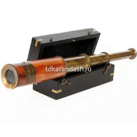 Подзорная труба 29см в деревянном боксе, дерево/металл/кожа/стекло TN-24-3179 от магазина "Карандаш"