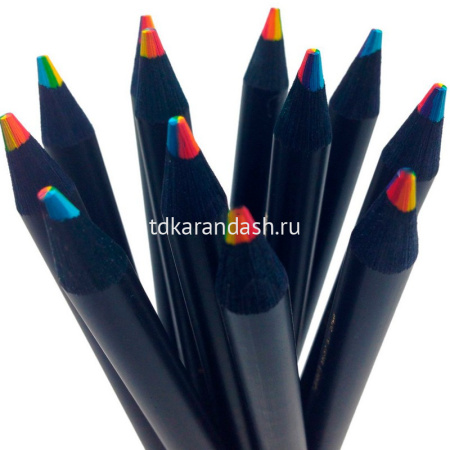 Карандаш многоцветный 4 цвета, круглый черный корпус, дерево 11764-24 от магазина "Карандаш"