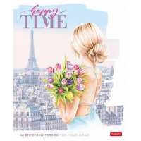 Тетрадь А5 48л клетка "Happy time" на скобе матовая ламинация 5 дизайнов 067783 от магазина "Карандаш"