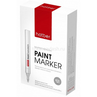 Маркер-краска красный, металл.корпус, пулевидный наконечник, толщина линии 1-4мм 046372 от магазина "Карандаш"