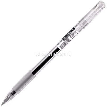 Ручка гелевая "Deli" 0,5мм черная, резиновый грип, круглый прозрачный корпус S108