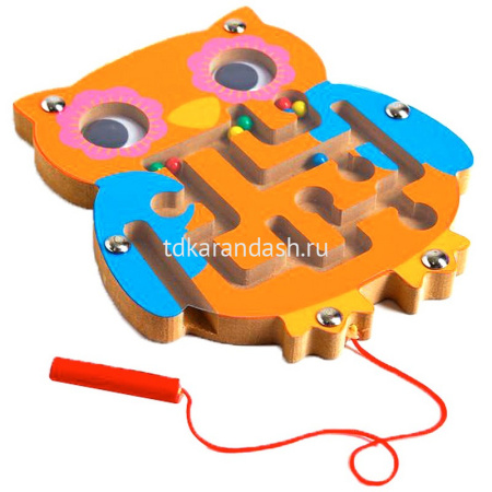 Игра лабиринт с магнитом "Сова" 14х15см 6 видов, дерево Y4499-16 от магазина "Карандаш"