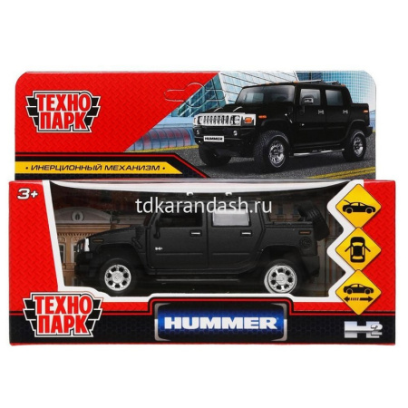 Машина "Hummer H2 Pickup" черная, инерционная, металл 12см (открывающиеся двери) HUM2PICKUP-12MAT-BK