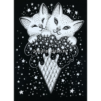 Альбом с гравюрами 14х20см 10л. "Космический кот" (в комплекте пластиковый штихель) GHPB-06 от магазина "Карандаш"