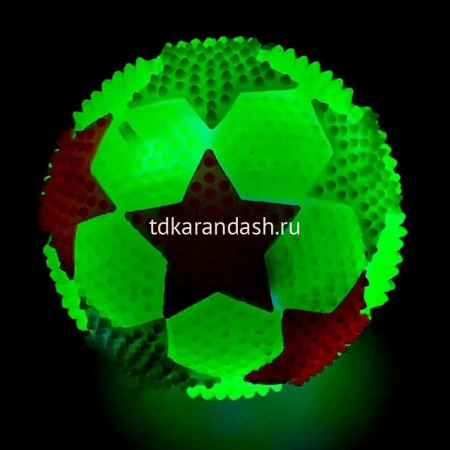 Мяч-попрыгунчик с шипами "Звезды" 7,5см на подвеске (звук) 4 цвета CQ2232 от магазина "Карандаш"