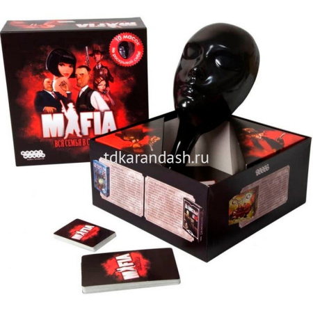 Игра настольная "Мафия. Вся семья в сборе 2 русское издание" 29х29см (10 масок, 51 карточка) 1048 от магазина "Карандаш"