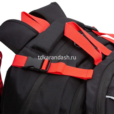 Рюкзак 28х39х17см 943гр, 2 отделения, 3 кармана, с сумкой для обуви, черный/красный RB-458-1/2 от магазина "Карандаш"