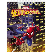 Блокнот А6 40л "Человек-паук" клетка на спирали УФ-лак 6 дизайнов 057170 от магазина "Карандаш"