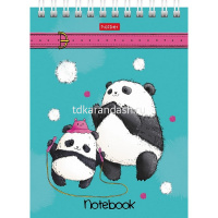 Блокнот А6 60л "Плюшевые панды" клетка, на спирали, мелованный картон, УФ-лак 6 дизайнов 088304 от магазина "Карандаш"