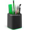 Набор настольный "Forte Accent" 18,5х9х24см 9 предметов, пластик, черный с зеленой вставкой