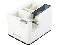 Набор настольный 12х10х9см 4 отделения, с диспенсером для скотча 18мм, белый E809 от магазина "Карандаш"