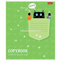 Тетрадь А5 12л клетка "Котик в кармашке" на скобе, 5 дизайнов 12Т5В1/062625 от магазина "Карандаш"