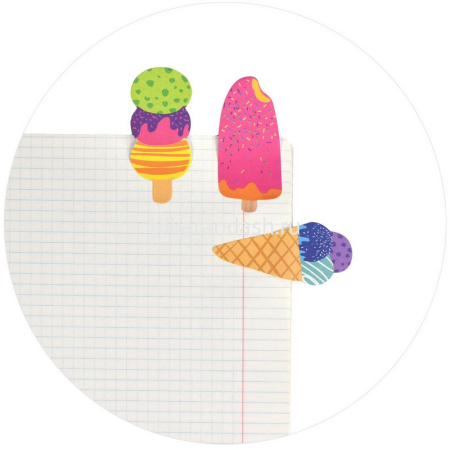 Клейкая закладка бумажная 30х65мм 60л "Мороженое" цвет ассорти, фигурная 66588 от магазина "Карандаш"