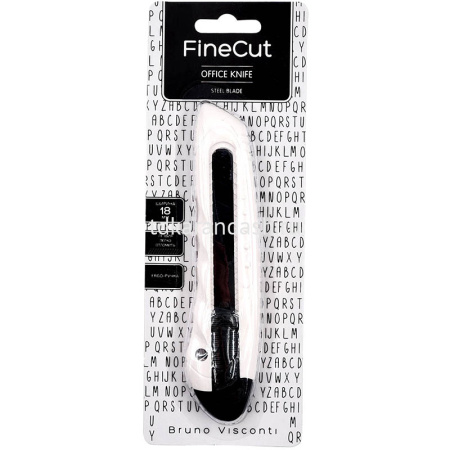 Нож канцелярский 18мм "Finecut" с фиксатором лезвия, пластиковый, черное лезвие 2-249/02
