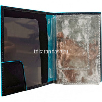 Обложка для документов "Blue Square" 13х11х3см синяя, натуральная кожа PP5256B2/BLU2 от магазина "Карандаш"