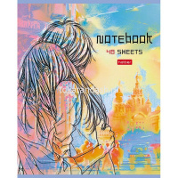 Тетрадь А5 48л клетка "Притяжение" на скобе матовая ламинация 5 дизайнов 079739 от магазина "Карандаш"