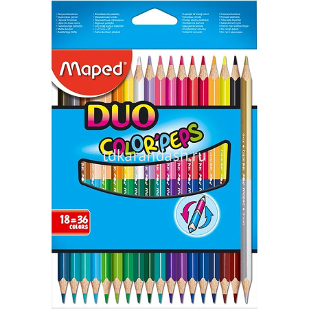 Карандаши 36 цветов "Duo Color'Peps" 18шт. двусторонние трехгранные дерево, картон 829601