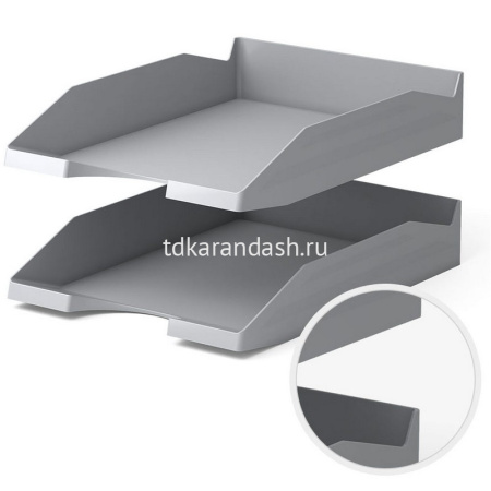 Лоток д/бумаг горизонтальный "Office Classic" серый, пластик 16250 от магазина "Карандаш"