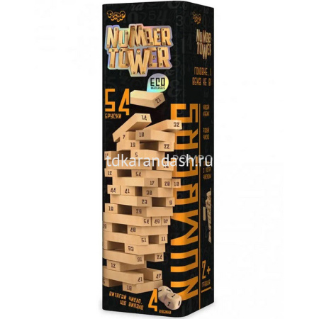 Игра настольная "Number TOWER" (54 бруска, 4 кубика) NT-01