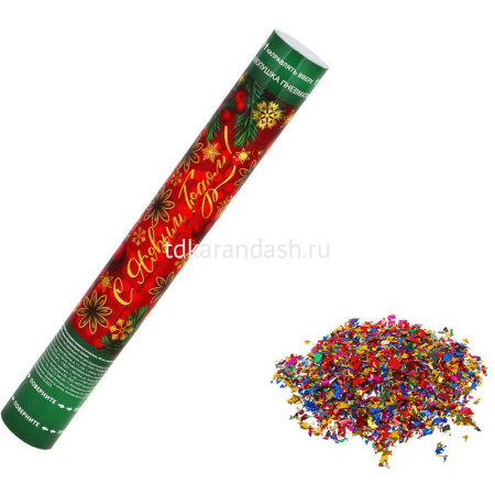 Хлопушка безопасная 40см, пневматическая, фольга 399-148 от магазина "Карандаш"