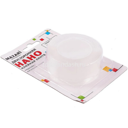 Двусторонняя клейкая лента 30мм х 1м НАНО прозрачная M-1382 от магазина "Карандаш"