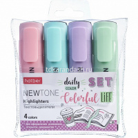 Набор маркеров текстовыделителей "NEWtone Pastel" 4шт, клиновидный наконечник, толщина линии 1-5мм от магазина "Карандаш"