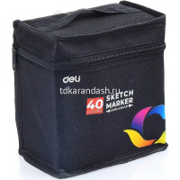 Набор маркеров двусторонних 40 цв, толщина линии 1-7мм в текстильном чехле E70806-40 от магазина "Карандаш"