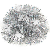 Мишура 11смх2м серебро со снежинками, пвх 377-604 от магазина "Карандаш"