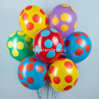 Шар воздушный 30см(12") Пастель Разноцветные точки ассорти 5ст. 512-047 от магазина "Карандаш"