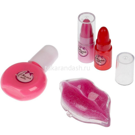 Косметика для девочек "Фламинго" (тени для век, помада, лак, блеск для губ, аппликатор) 10389D-UNI-M от магазина "Карандаш"