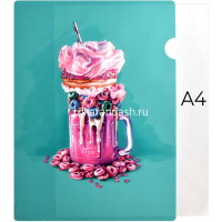 Папка-уголок "Розовый милкшейк" А4 полипропилен 0,18мм УФ-печать 65895 от магазина "Карандаш"