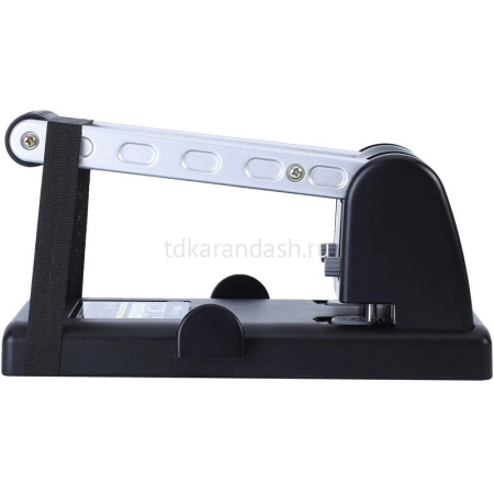 Дырокол мощный 100л 2-отв, d-6мм, 12мм, с линейкой, металл, черный E0130 от магазина "Карандаш"