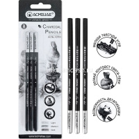 Карандаши угольные 3шт мягкие, в блистере 43704 от магазина "Карандаш"