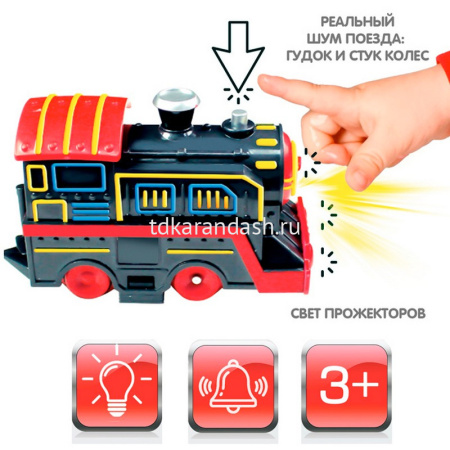 Железная дорога "Восточный экспресс" Паровоз + 1 вагон, 45х31х9см, длина пути 154см SW7103 от магазина "Карандаш"