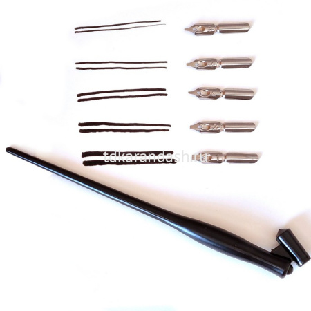 Набор для каллиграфии 6 предметов (5 переьев, косой держатель для пера) FLCG6PL от магазина "Карандаш"