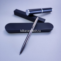 Ручка шариковая "Firenze" 1мм синяя, автомат, металлический корпус вороненая сталь 20-0304 от магазина "Карандаш"