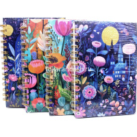 Бизнес-блокнот А5 80л "Яркая природа" линия, на спирали, картонная обложка, 4 дизайна XJ3593 от магазина "Карандаш"