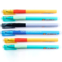 Ручка гелевая пиши-стирай 0,5мм синяя, резиновый грип, ассорти GP-7874/11692-24 от магазина "Карандаш"