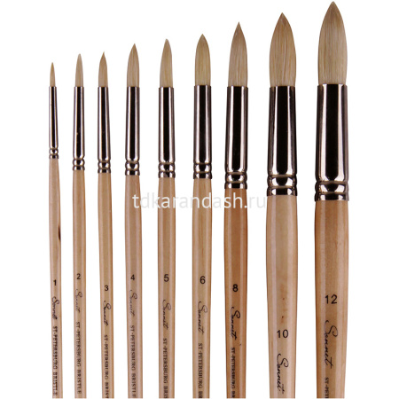 Кисть щетина круглая № 3 (5мм) длинная ручка DK10019/03 от магазина "Карандаш"